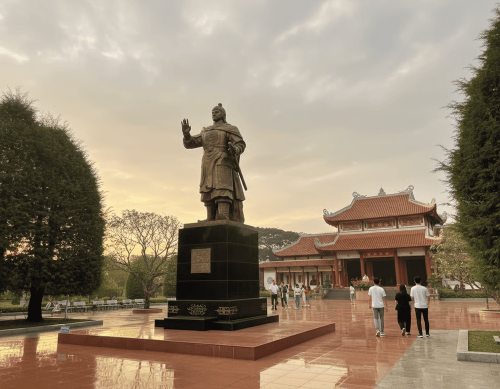 The statue of Emperor Quang Trung serves as a prominent symbol of national resilience and military genius